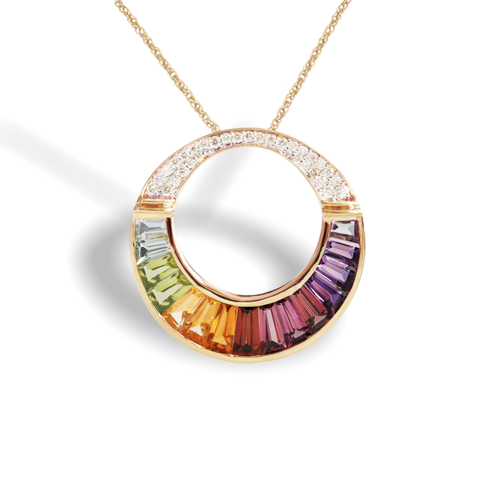 Multicolor Cleopatra Pendant Jaipur Jewels - Tapered Baguettes Specialist