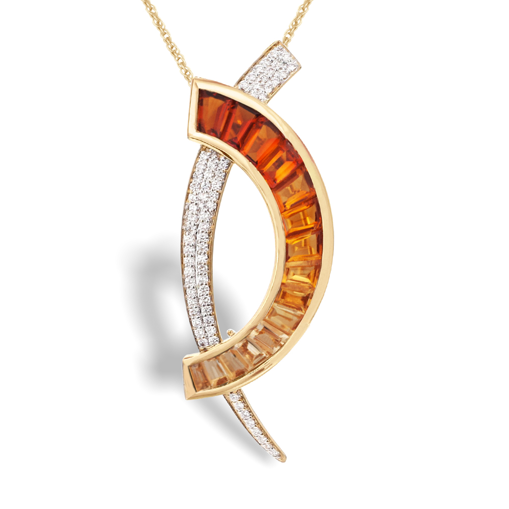 Citrine Pendant cum Brooch Jaipur Jewels Tapered Baguettes Specialist