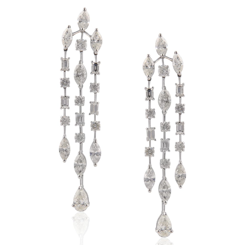 Drop diamond earrings by RK Jeweller South Extension 2