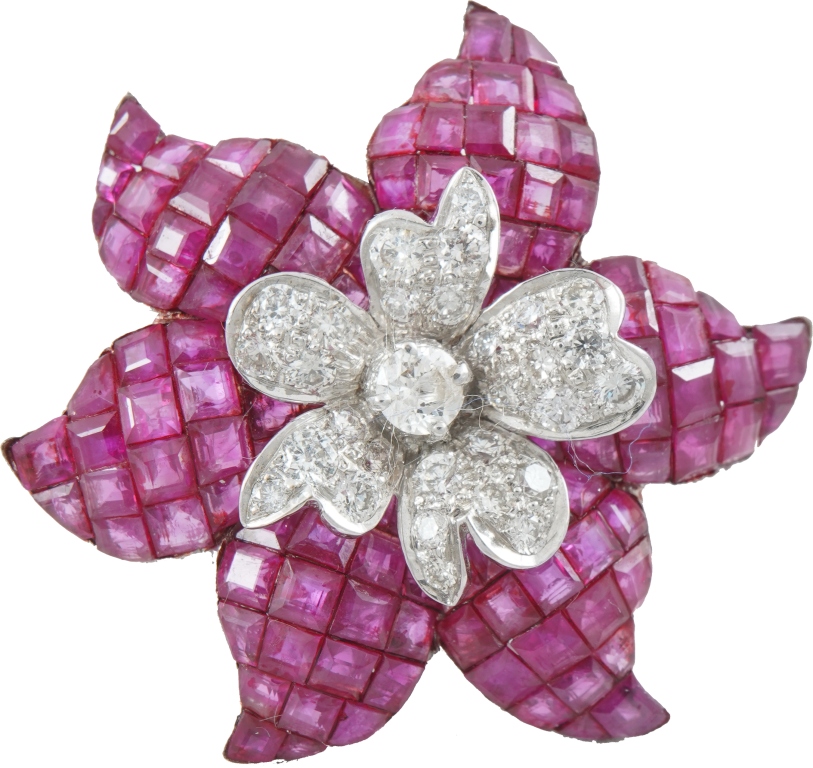 Floral Ruby and Diamond Ring
