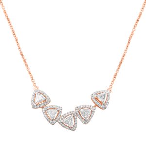 Pendant crafted in Rose Gold with trillion cut diamonds by Rivana Gold and Diamonds