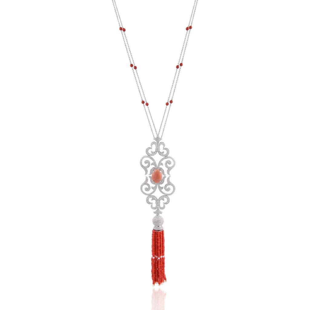 Saffron tassel diamond necklace by RK Jewellers South Extension 2