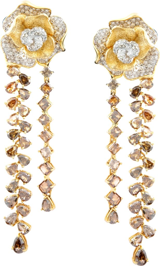 Yellow Diamond Rose Tassel String Earring