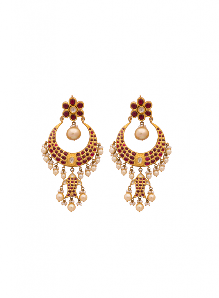 22KGold-earings-with-PearlsRubies-and-Polki
