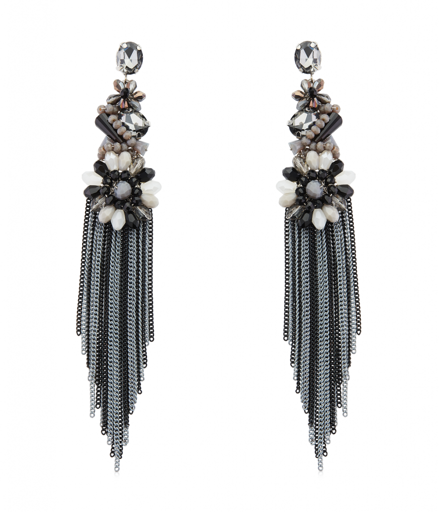 Abstract Monochrome Long Tassel Earrings by Izaara