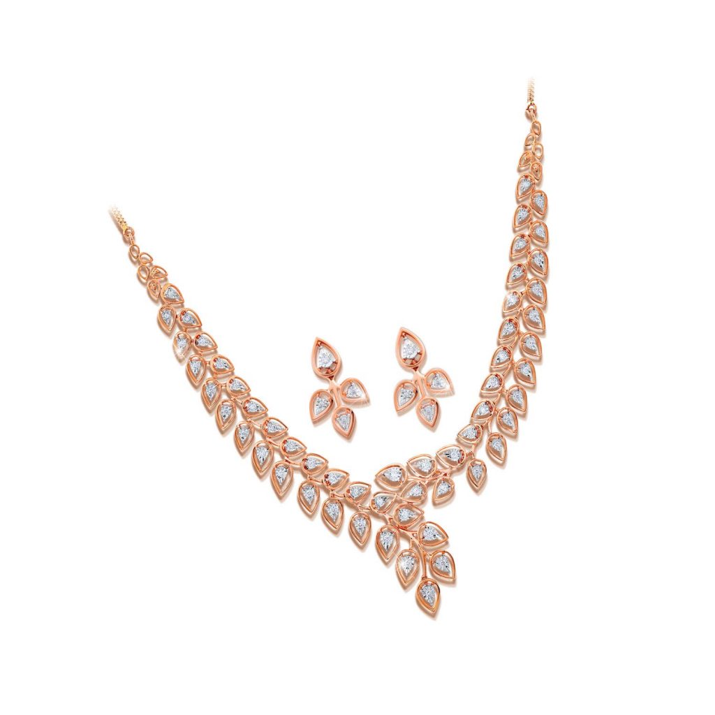 Joyalukkas 18k Rose Gold and Diamond Jewellery Set