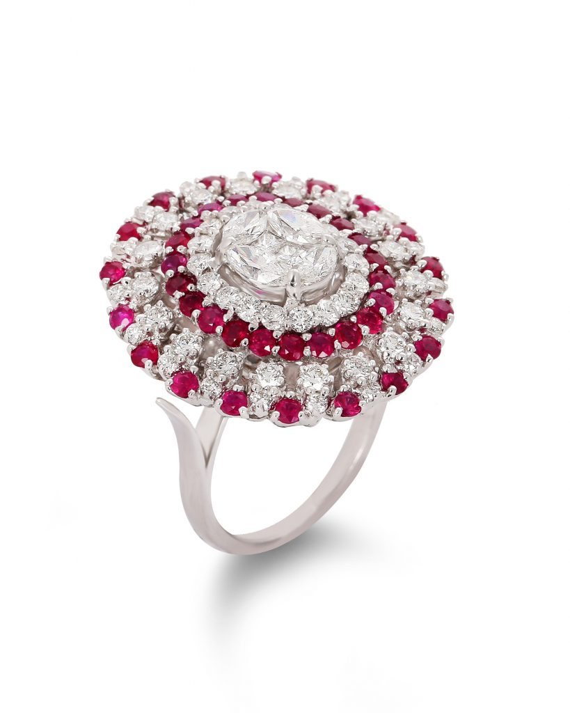 Ruby Cocktail Diamond Ring