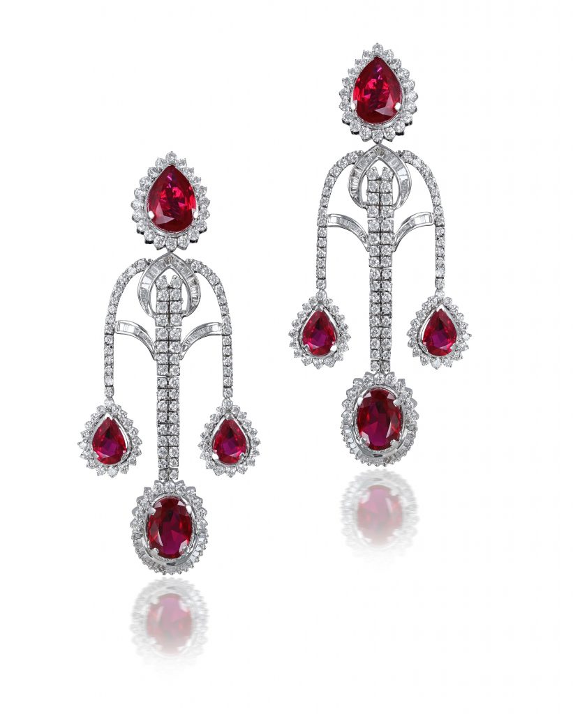 Ruby Diamond Long Earrings