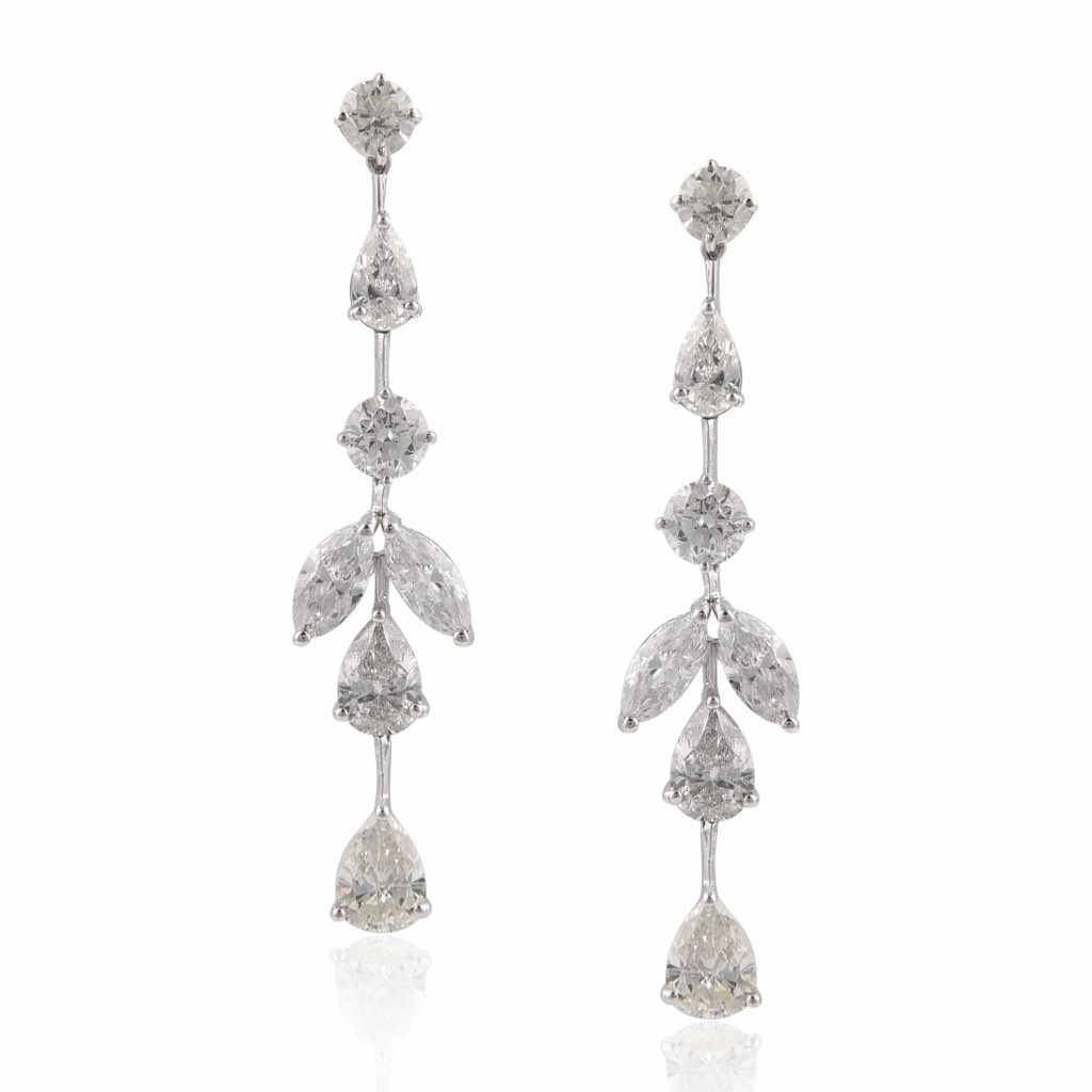 Diamond drop earrings by RK Jewellers South Extension