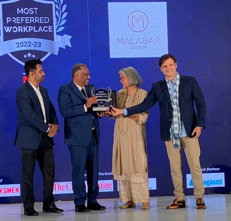 Malabar Group wins the ‘Most Preferred Workplace Award 2022-23’