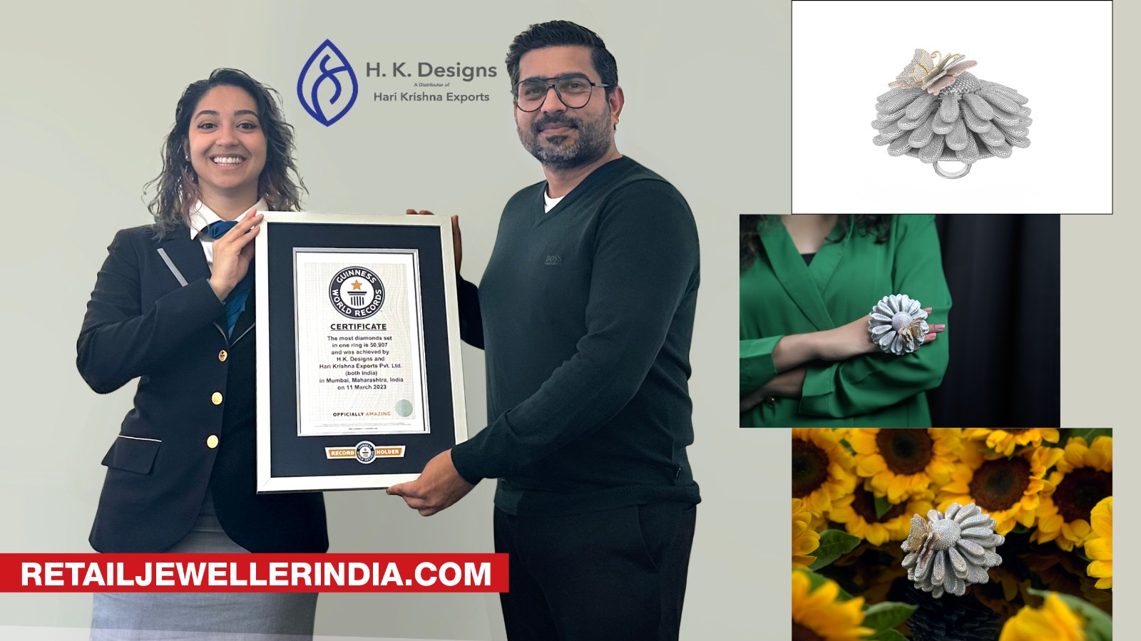 H.K. Designs and Hari Krishna Exports Pvt. Ltd. set a new World Record for  most Diamonds Set in One Ring - The Retail Jeweller India