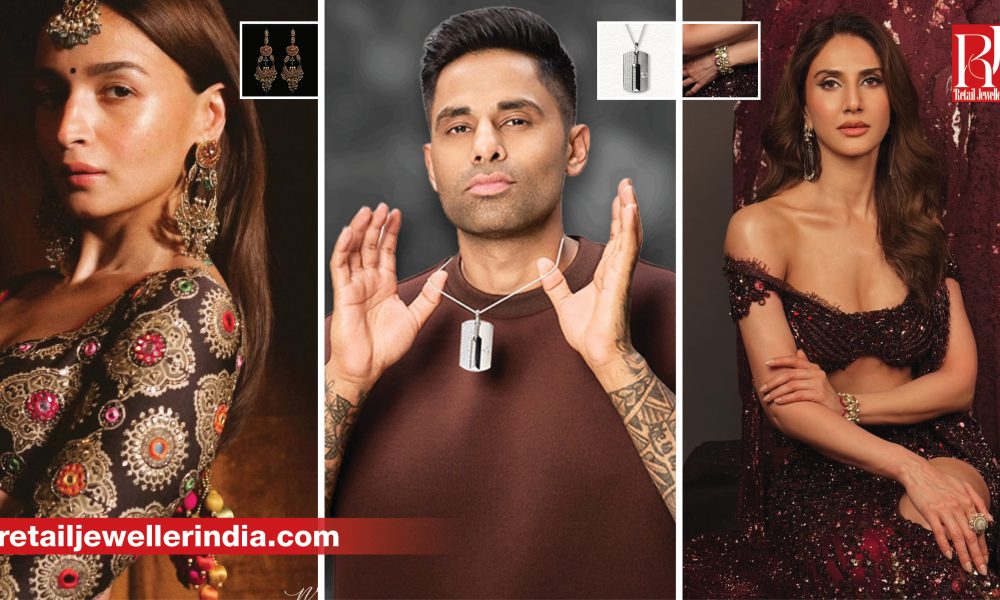 Celebrity jewellery appearances featuring Alia Bhatt, Suryakumar Yadav, Vaani Kapoor and other fine jewellery brands.