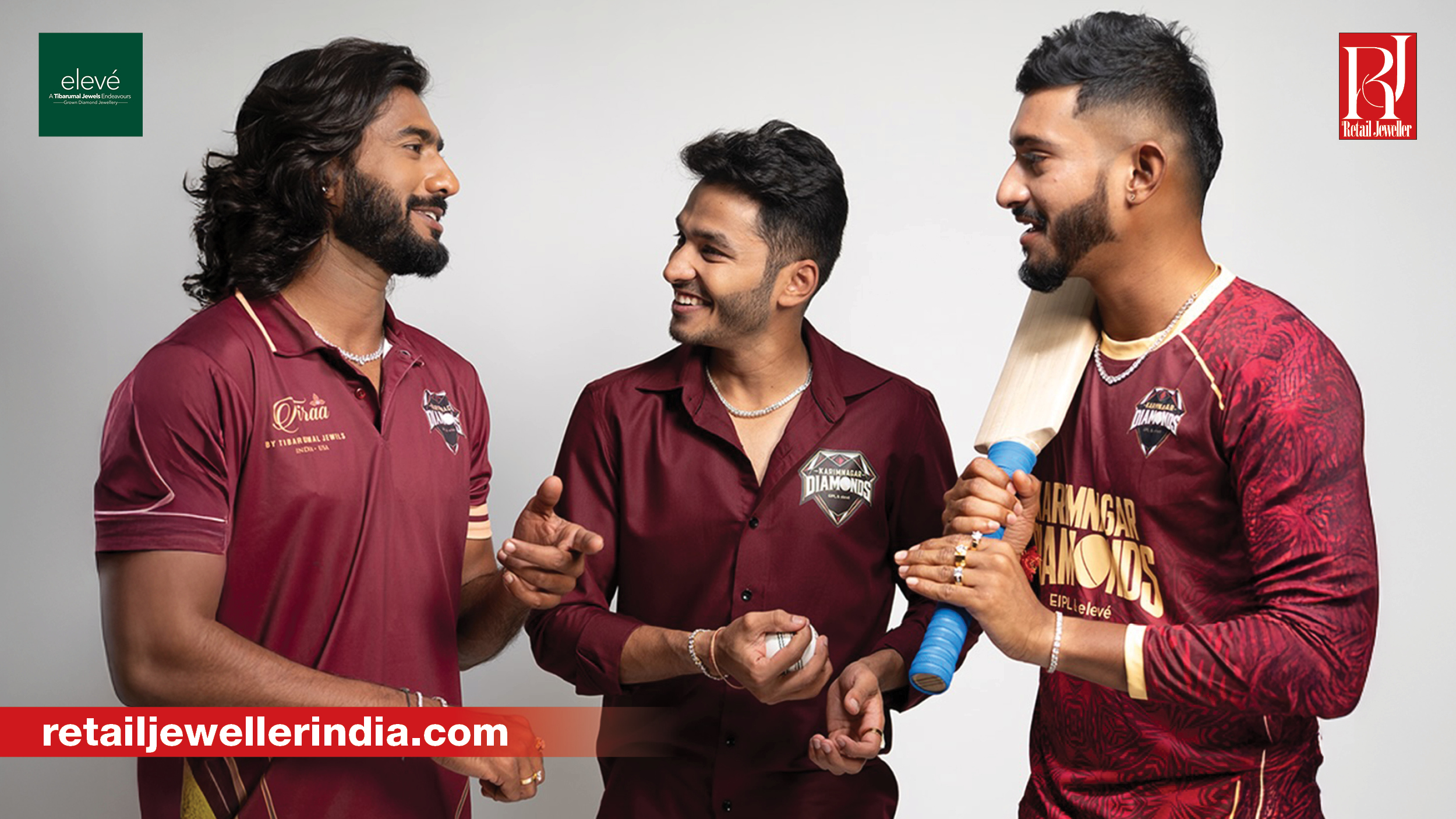 Elevé Diamonds promotes its men's jewellery collection through Karimnagar Diamonds TG20 players in an athlete-led campaign.