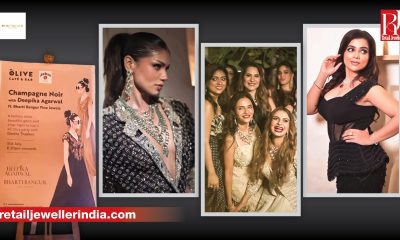 Bharti Bangur Fine Jewels customers model jewellery from the Elysian collection at the Champagne Noir event in Kolkata.