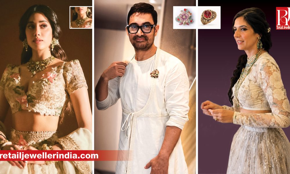 Aamir Khan, Gauri Spratt, Janhvi Kapoor, Bhumi Pednekar, Khushi Kapoor and Anjali Dinesh Anand wearing jewellery from Indian brands.
