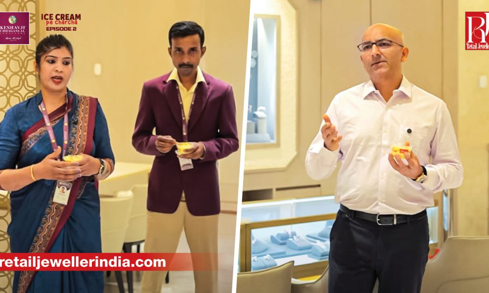 Siddharth Adeshra interacts with employees during Keshavji Chhaganlal Jewellers' Ice Cream pe Charcha series.