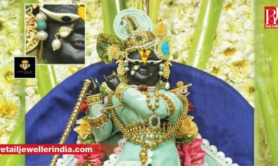 Bespoke pearl nose pin crafted by Lahore Jewellers Jagdish Kapoor for Shri Radha Raman Ji.