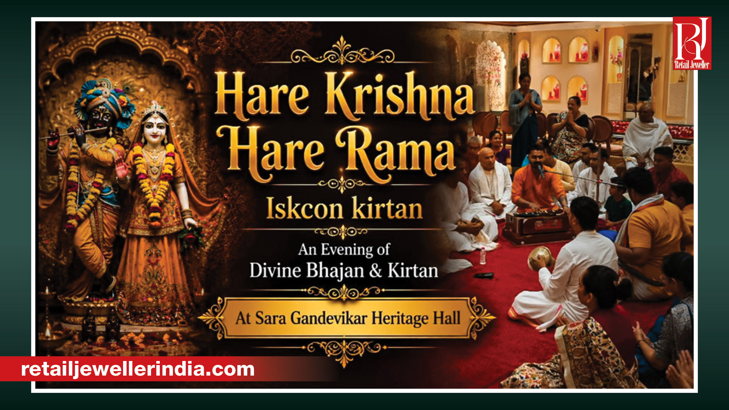 Devotional kirtan held at Sara Gandevikar Jewellers' Heritage Hall in Vadodara.
