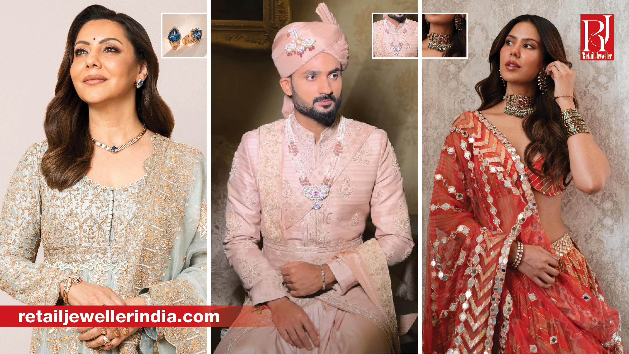 Celebrities including Gauri Khan, Kriti Sanon and Bhumi Pednekar wearing luxury jewellery by leading Indian brands.