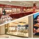A side-by-side visual showing a traditional Sona Sansar jewellery store and a contemporary luxury jewellery showroom featuring a large campaign display.