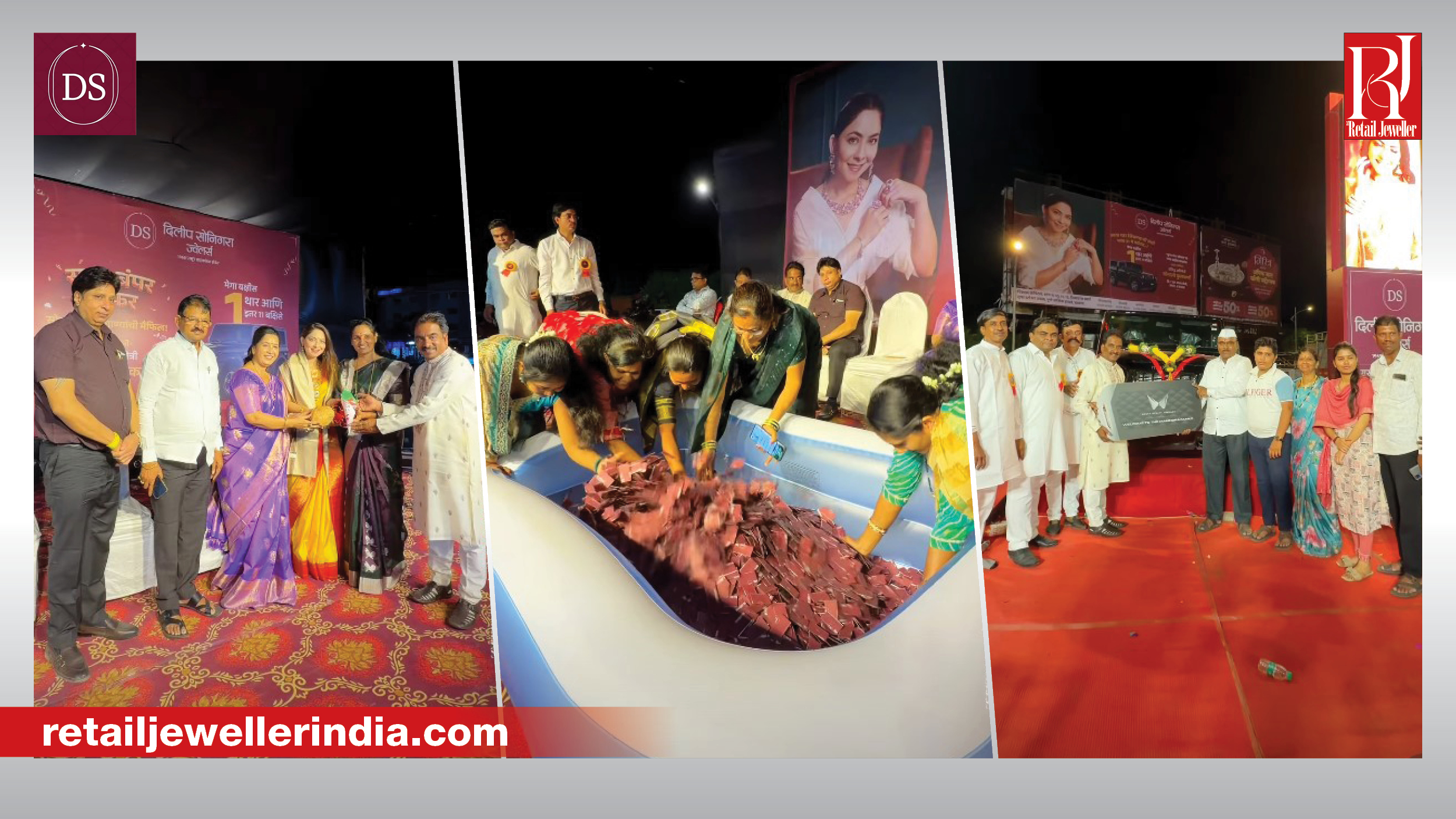 Mahindra Thar displayed outside Dilip Sonigara Jewellers' Chakan showroom during the Super Bumper Offer.