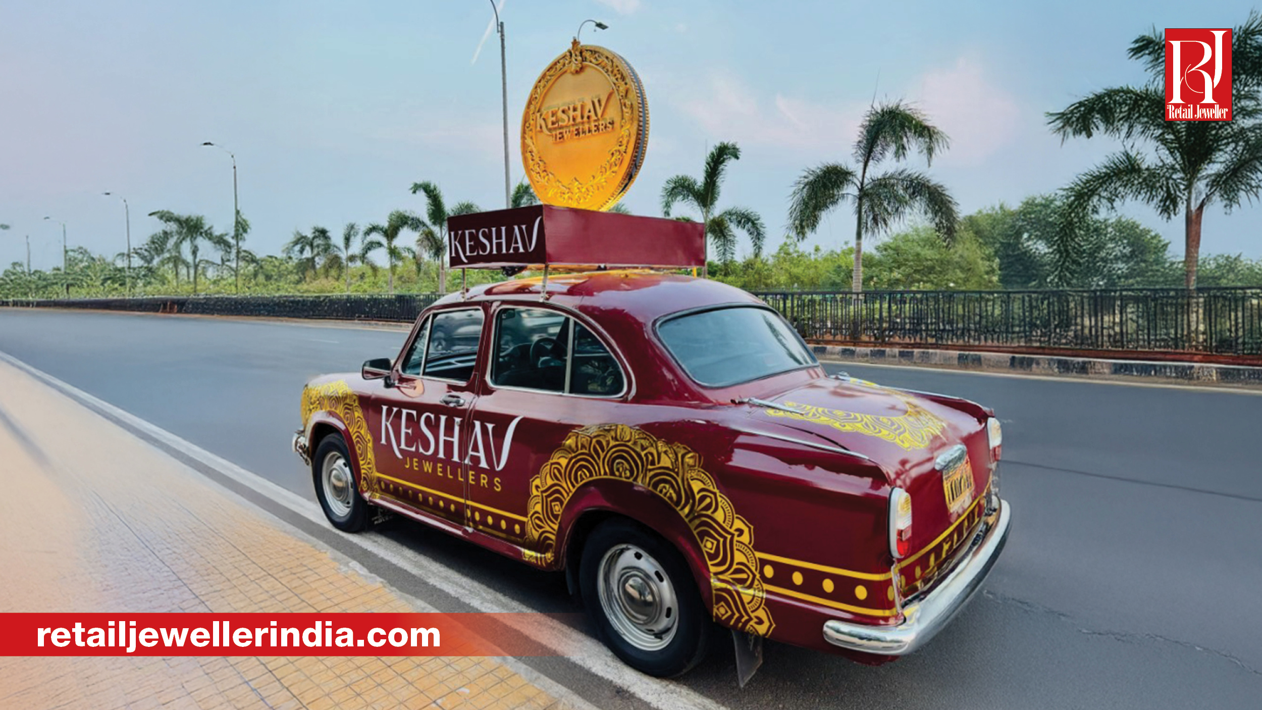 Keshav Jewellers turns vintage Ambassador car into moving billboard on city streets in Odisha