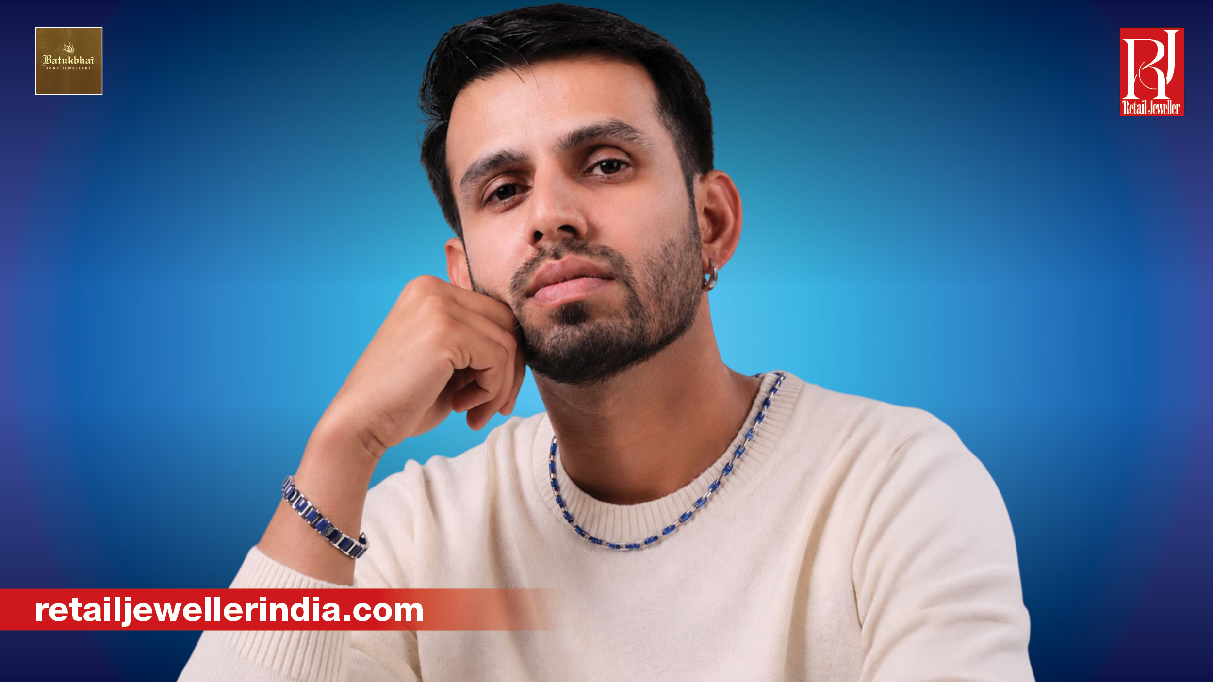 Jitesh Sharma wearing Batukbhai Sons Jewellers' men's jewellery for the Crafted for Precision campaign.