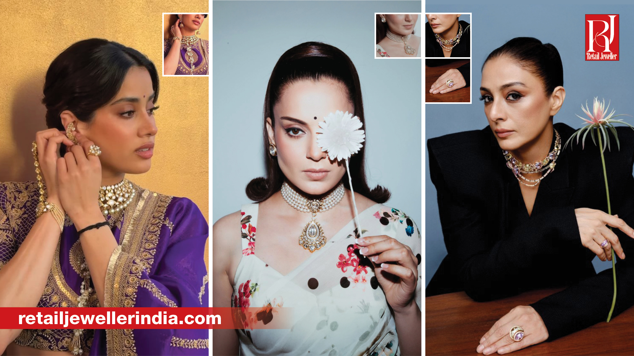 Bollywood celebrities including Tabu and Kangana Ranaut wearing designer jewellery from leading Indian brands