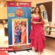 Pooja Sawant unveils the Cup Bashi poster wearing Kalyan Jewellers' traditional Maharashtrian bridal jewellery.