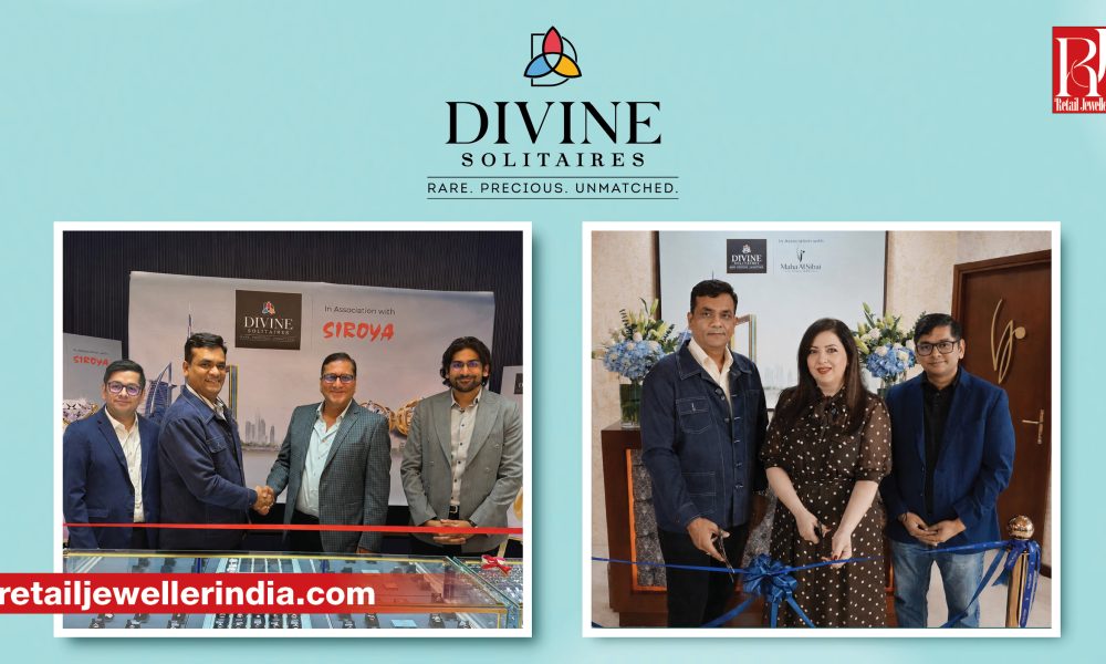 Jignesh Mehta with partners from Siroya Jewellers and Maha Al Sibai Jewellery during Divine Solitaires' UAE expansion.