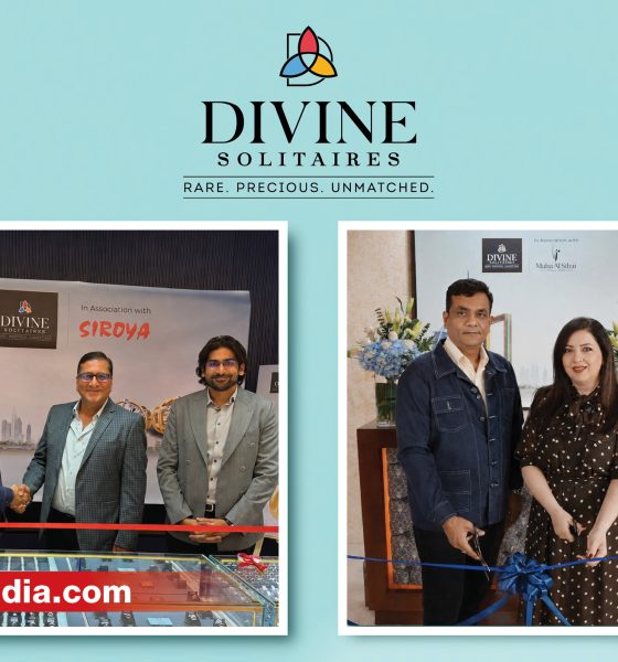 Jignesh Mehta with partners from Siroya Jewellers and Maha Al Sibai Jewellery during Divine Solitaires' UAE expansion.