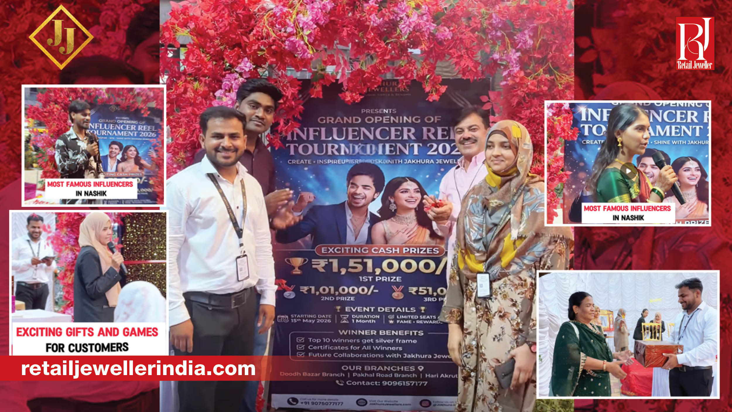 Content creators participate in Jakhura Jewellers' influencer reel tournament across its Nashik stores.