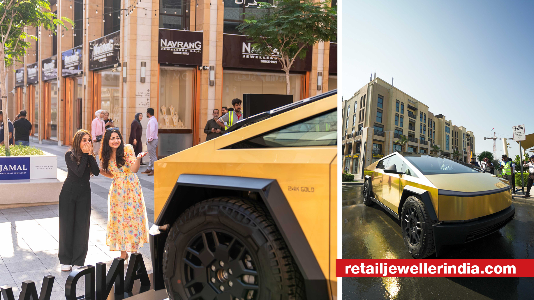 Dubai’s Gold Souk Extension invites shoppers to drive away in a 24k gold-plated Tesla Cybertruck
