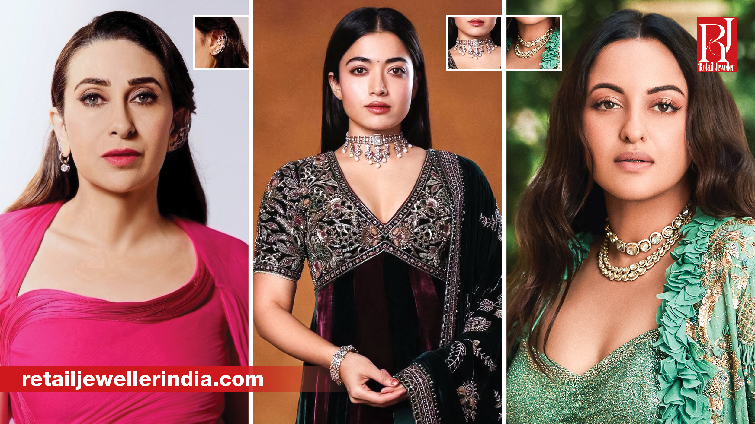 Celebrity jewellery looks featuring emerald, polki and statement jewellery by leading Indian brands.