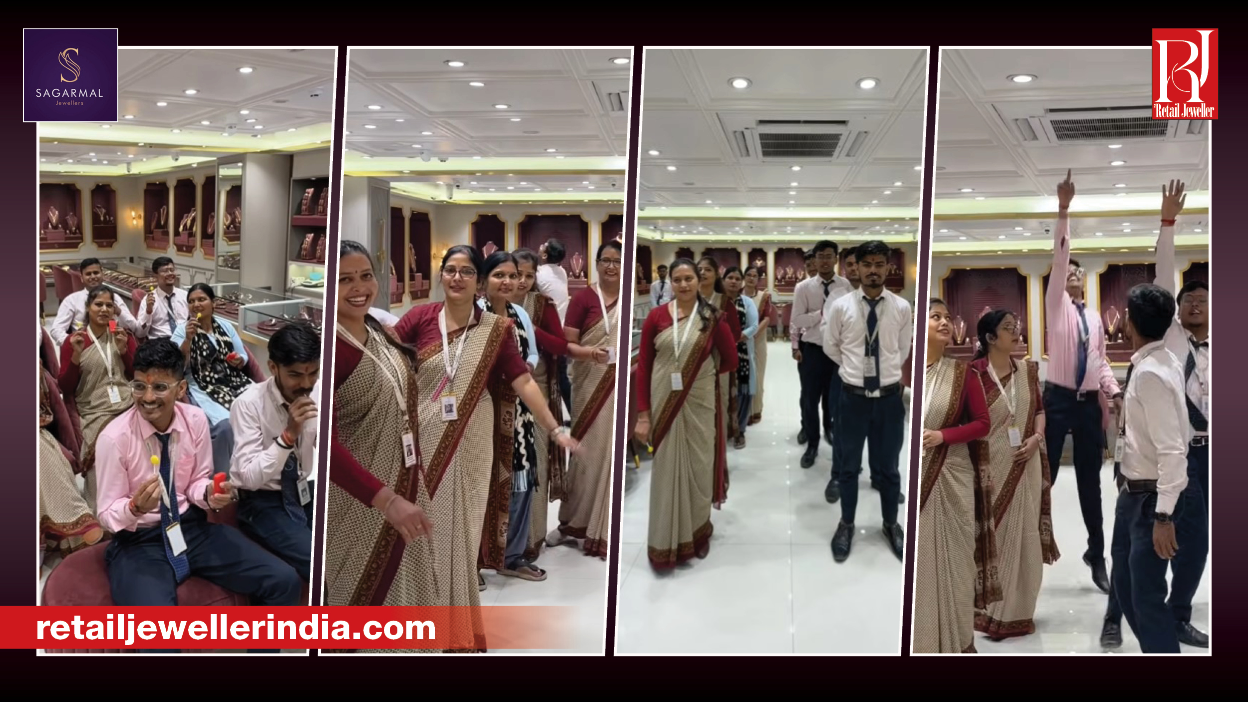 Employees of Sagarmal Jewellers participate in team-building games during a workplace wellness and engagement event.
